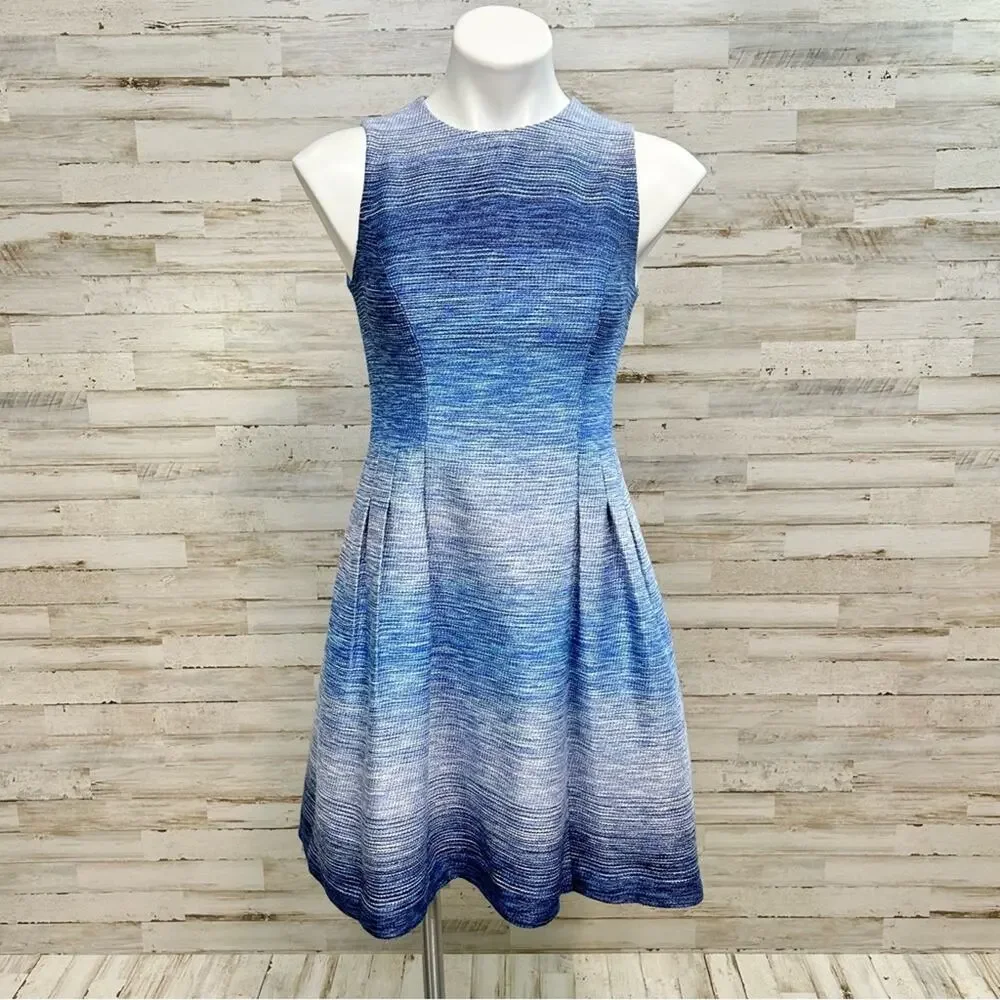 Shoshanna Revolve Helena Ombre Tweed Dress Size 0 Blue with Pockets Fit & Flare - Picture 2 of 15